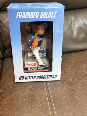 Coca-Cola Framber Valdez No-Hitter Bobblehead - Blue, White, Orange